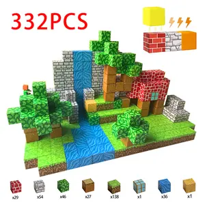 332PCS ของเล่นเพื่อการศึกษาบล็อกแม่เหล็กประกอบแม่เหล็ก Cube ก่อสร้างอาคารบล็อกของเล่นแม่เหล็กโลกฉบับ