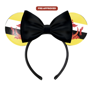 Custom Factory Order Headband-Concept <b>Mouse</b> Ears Design with Flag of Brunei H.E.R. Made-to-Order Accessories - Product Image 1