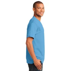 Мужская футболка из 90/10 хлопка/полиэстера, с коротким рукавом и v-образным вырезом