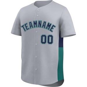 Bouton complet Maillot de baseball Broderie personnalisée Maille Softball Team Shirt Lettres cousues Tackle Sergé Nom Numéro Dry Fit USA - Product Image 1