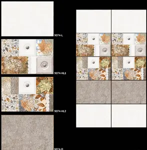 Collezione combinata di migliore qualità marrone grigio bianco In rivestimenti 30 x45cm design stampato a fiori per parete decorativa del bagno