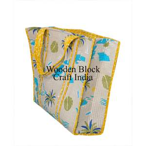 Handmade Block Printed Cotton Shoulder Tote <b>Bag</b> for <b>Women</b> Indian Quilted Eco-Friendly Shopping Tote <b>Bags</b> Holiday <b>Accessories</b> - Product Image 4