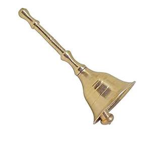 Campana de Puja de Latón Pulido Electrochapado de Alta Calidad con Asa de Nandi para Mandir - Campana Colorida para Poojan - Product Image 2