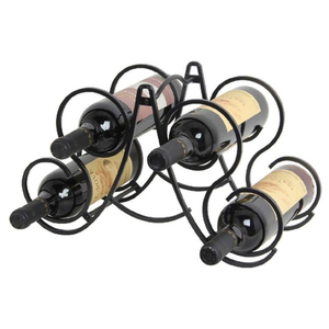 Vintage Wrought Iron <b>Metal</b> <b>Wine</b> <b>Rack</b> Black Finish Multifunction Sustainable Tabletop Beverage Storage Holder for Home Kitchen - Product Image 3