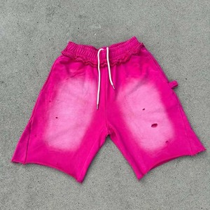 Mode haute qualité lavé à l'acide jogger Vintage Gym pantalons courts coton cordon taille été hommes Shorts - Product Image 4