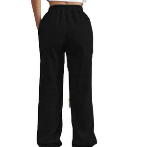 Pantalones Deportivos Holgados de Invierno para Mujer, Cintura Alta, Frente Plano, Estilo Jogger, Casuales, Ajuste Holgado, 100% Algodón - Product Image 1