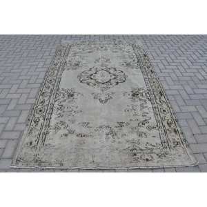 Alfombra turca Vintage de 5,3x8,7 pies, gris, Beige, área grande, lana, respaldo de látex, Patchwork, pasillo Rectangular para habitación de adolescentes, alfombra - Product Image 1