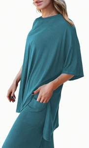 Ensemble deux pièces pour femmes-Ensemble de survêtements d'été-Mignon pyjama décontracté-Ensemble d'entraînement-Léger, doux et extensible-Coupe ample/Pullover - Product Image 3