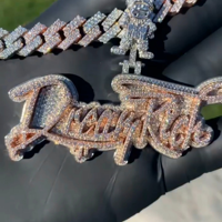 Colgantes de Joyería Fina Personalizados, Dijes Chapados en Oro Rosa, Plata de Ley 925, Moissanita con Corte Brillante, Estilo Estrella Helada, Unisex, Hip Hop