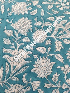 Tela de algodón puro azul, hermoso estampado Floral indio a mano, bolsos de ropa para mujeres y niños, fundas para cortinas, camisas, pantalones vaqueros para niñas - Product Image 3