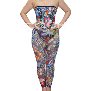 Conjunto de corsé y leggings con arte de tatuaje sublimado digitalmente - Product Image 1