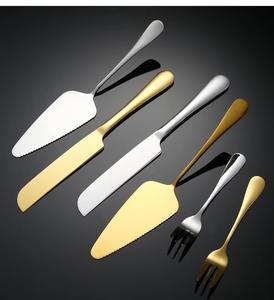 Increíble logotipo personalizado de acero inoxidable, herramientas para pastel de cumpleaños, revestimiento dorado, cuchillo para Pastel de Bodas, juego de tenedor para servidor - Product Image 6