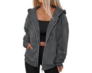 Sweat à capuche zippé personnalisé le plus populaire pour hommes, brodé effet soleil délavé, 100 % coton, chaud et doux, en polaire pour l'hiver, vêtement d'extérieur à capuche - Product Image 2