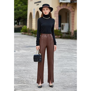 Fabricant de confiance de l'usine Élégant décontracté pour femmes extensible jegging Faux cuir Legging pantalon poches régulières grandes tailles - Product Image 4