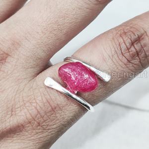 Anillo de Plata de Ley 925 con Rubí Natural, Piedra de Nacimiento de Julio, Diseño Cruzado, Joyería de Piedras Naturales para Mujer - Product Image 4