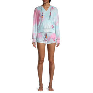 Y2K Style Coton Polyester Crop Top À Capuche Long Tie-Dye Design avec Techniques Brodées Lavées Saison D'hiver Col À Capuche - Product Image 2