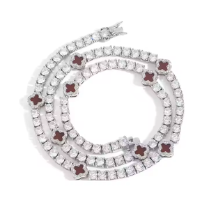 Elegante Cadena de tenis de 4 Hojas de 4,5mm, diamantes cultivados en laboratorio, oro amarillo de 10 quilates, Plata Pt950, compromiso y fiesta, regalos de estilo Hip Hop - Product Image 6