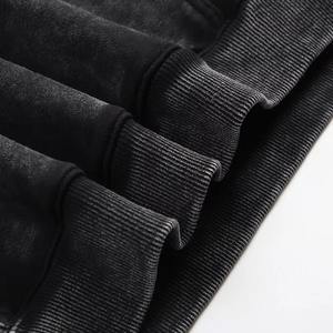 Sweat-shirt en coton personnalisable de haute qualité, coupe régulière, noir délavé à l'acide, pour homme, 2024 - Product Image 4