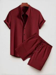 ชุดเสื้อผ้าฝ้ายสำหรับผู้ชายแฟชั่นฤดูร้อนระบายอากาศได้ดี2025เสื้อยืดคอกลมแขนสั้นและกางเกงขาสั้น2ชิ้นเสื้อลำลองทรงหลวม - Product Image 3