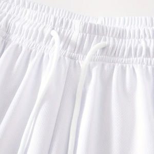 New Arrival <b>Men's</b> Mesh Plain <b>Shorts</b> <b>White</b> Color Double Layer Gym Workout <b>Shorts</b> With Pocket And Elastic Waste - Product Image 3