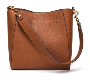 Bolsos de cuero para mujer, bolso de hombro de diseñador y bolsos con correa ancha desmontable y estilo cubo - Product Image 1