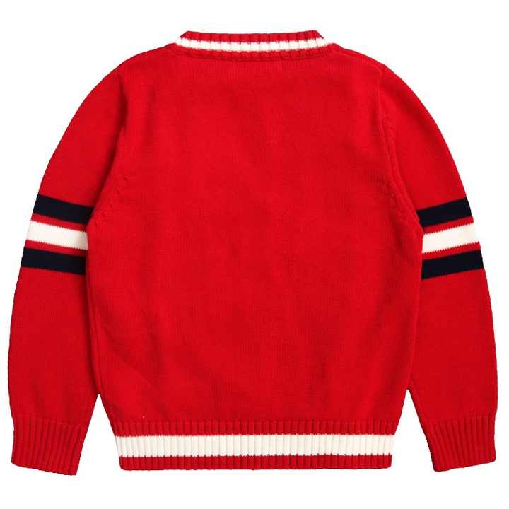 Cheap School College Cardigan Uniform Class Autumn Winter Sweater Outerwear Red White Long Sleeve Knitted Sweater