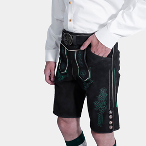 High Quality <b>Leather</b> Bavarian Lederhosen Wear <b>Shorts</b> Custom Made Black Color <b>Shorts</b> With Embroidery Lederhosen <b>Shorts</b> - Product Image 4