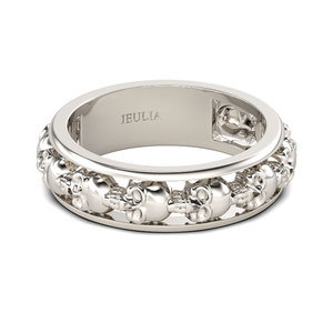 Jeulia Channel Setting Sterling Silver <b>Skull</b> Fashion <b>Ring</b> - Product Image 3