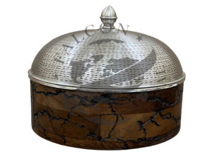 Dernier nouveau design Hotpot en métal personnalisé fini Designer Home Ware Casserole forme ronde en bois chauffe-plats - Product Image 3