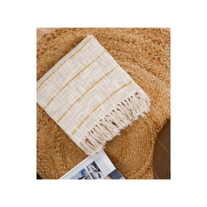 Beige Recycled Slub <b>Knit</b> Yarn 60x80in Bed <b>Throw</b> With Soft Texture GRS Certified Ideal For Export Retailers Targeting Eco Decor - Product Image 4