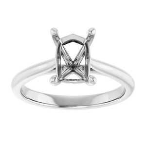 ตัวเรือนแหวนหมั้นทรงสี่เหลี่ยมมรกต ขนาด 6x4 มม. และ 12x10 มม. สำหรับใส่พลอยมรกตทรงเหลี่ยม แบบกึ่งสำเร็จรูป สำหรับผู้หญิง - Product Image 1