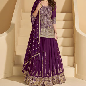 Real Georgette estilo pakistaní boda Gharara traje tamaño libre Salwar Kameez con bordado pesado y trabajo de diamantes - Product Image 1