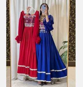 เดรสอัฟกันของผู้หญิงสไตล์วินเทจทำด้วยมือมีจีบสำหรับงานแต่งงานมุสลิม - Product Image 2