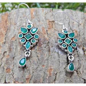 925เงินสเตอร์ลิงต่างหูดอกไม้หรูหราสีเขียวธรรมชาตินิลเครื่องประดับงานแต่งงานที่เรียบง่ายสำหรับเป็นของขวัญ - Product Image 6