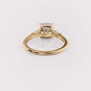 Cushion Cut Lab Grown Diamond Engagement Ring in 9K White/Rose/Yellow Gold with Pave Band IGI Certified Luxury Jewelry - Product Image 2