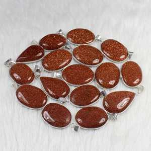 Nouveauté solide 925 en argent Sterling or grès haute poli lâche Cabochon pierre précieuse pendentif pour les femmes bijoux fins - Product Image 5