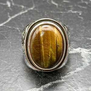 Handmade Turkish Ottoman <b>Ring</b> <b>Set</b> for Men Vintage Artisan Stainless Steel Sterling <b>Silver</b> Tiger Eye <b>Ring</b> Ottoman Jewelry - Product Image 2