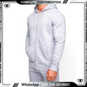 เสื้อมีฮู้ดสำหรับผู้ชายทรงพอดีตัวมีซิปอบอุ่นพิมพ์โลโก้ได้ตามต้องการใส่สบาย - Product Image 6