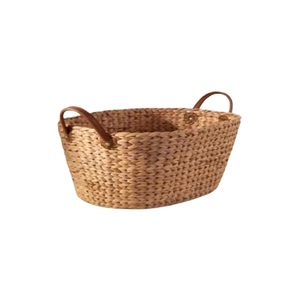Panier de rangement multifonctionnel en jacinthe d'eau naturelle, durable, flexible et moderne, avec poignées, pour vêtements - Product Image 5