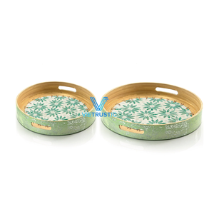 Meilleure nouvelle collection de plateaux à bougies en bambou et rotin pour servir des plateaux de rangement en gros à bon prix décorations pour la maison - Product Image 1