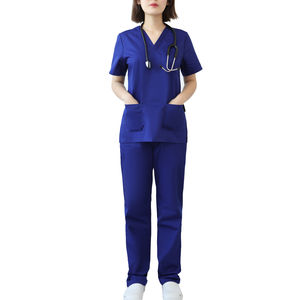 Ensemble de jogging personnalisé en rayonne élasthanne col en V style tricots uniforme d'infirmière de gommage médical pour hôpital grande taille pour femmes - Product Image 1