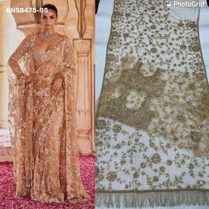 Nouvelle arrivée de vêtements de mariage, sari de qualité supérieure en filet avec broderie de paillettes, fournisseur de sari d'Inde, sari love - Product Image 2