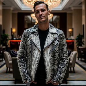 Blouson de moto en cuir pour homme à capuche respirant style décontracté été - Product Image 1