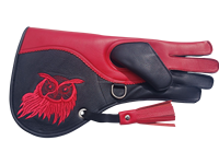 Gants de fauconnerie RehexImpex 2026 (35cm) Rouges en Cuir de Vachette Double Couche Broderie Hibou Légers Luxe Longs de Protection pour Manipulation d'Oiseaux