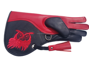 RehexImpex 2026 (35cm) Red Falconry Gloves Double-Layer Cowhide Owl Embroidery Lightweight Luxury Long Protective Bird Handling - Product Image 4