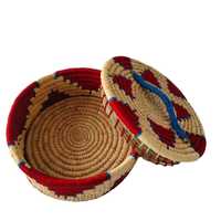 Panier à chapati en herbe Sabai tressé à la main, charmant, robuste, durable, multifonctionnel, écologique, multicolore, simple et moderne, avec couvercle