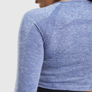 Crop top bleu sans couture pour le yoga, produit de premier choix - Product Image 5