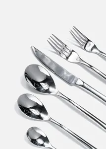 Juego de cubiertos de plata pulida llamativa, cubiertos de acero inoxidable de Metal hechos a mano únicos, vajilla elegante con pulido de espejo - Product Image 6