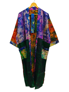 Seda Tie Dye Kimono Sari Robe Vestido de novia Vestido de maternidad Regalo Robe Beach Party Wear Indian Printed Silk Sari Kimono, - Product Image 6
