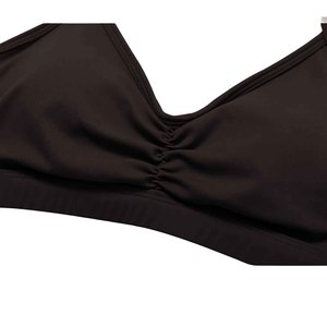 Women's High Impact Plus Size Black V-Neck Sports <b>Bra</b> With Ruched Front And <b>Thin</b> <b>Straps</b> For Women Yoga Fitness Wear - Product Image 6